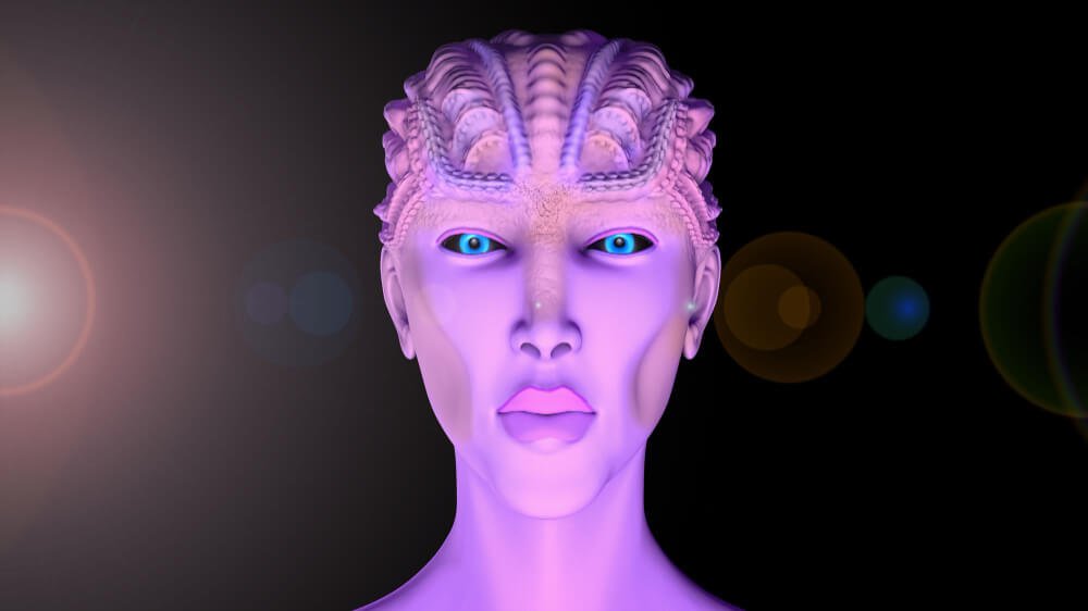 A 3D  animated  facial of an alien women made through facial modelling.