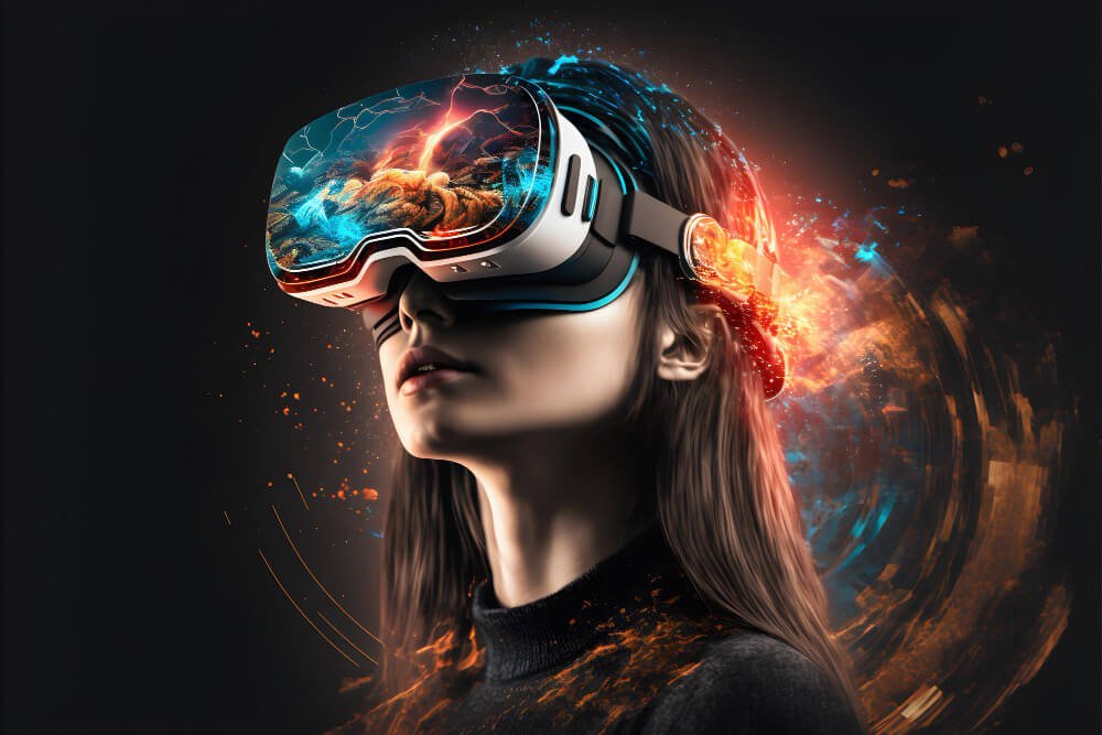 An animated model wearing a VR glass depicting the concept of automated rendering.