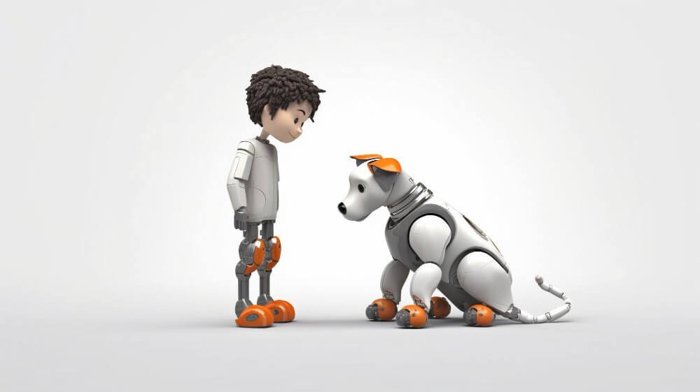 An animated boy and his dog standing, showing the concept of animation rotoscoping.